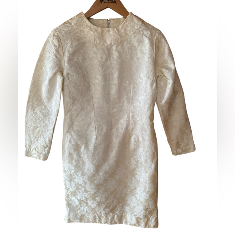 Vintage Cream Floral Jacquard Mini Dress